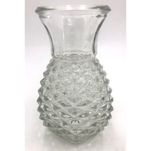 Vase Pineapple Shaped Diamond Point Pressed Glass 5.5" Tall Vintage 1980s FTD